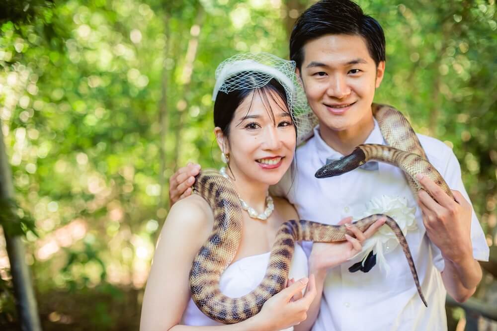 オーストラリアのヘビとウエディングフォト