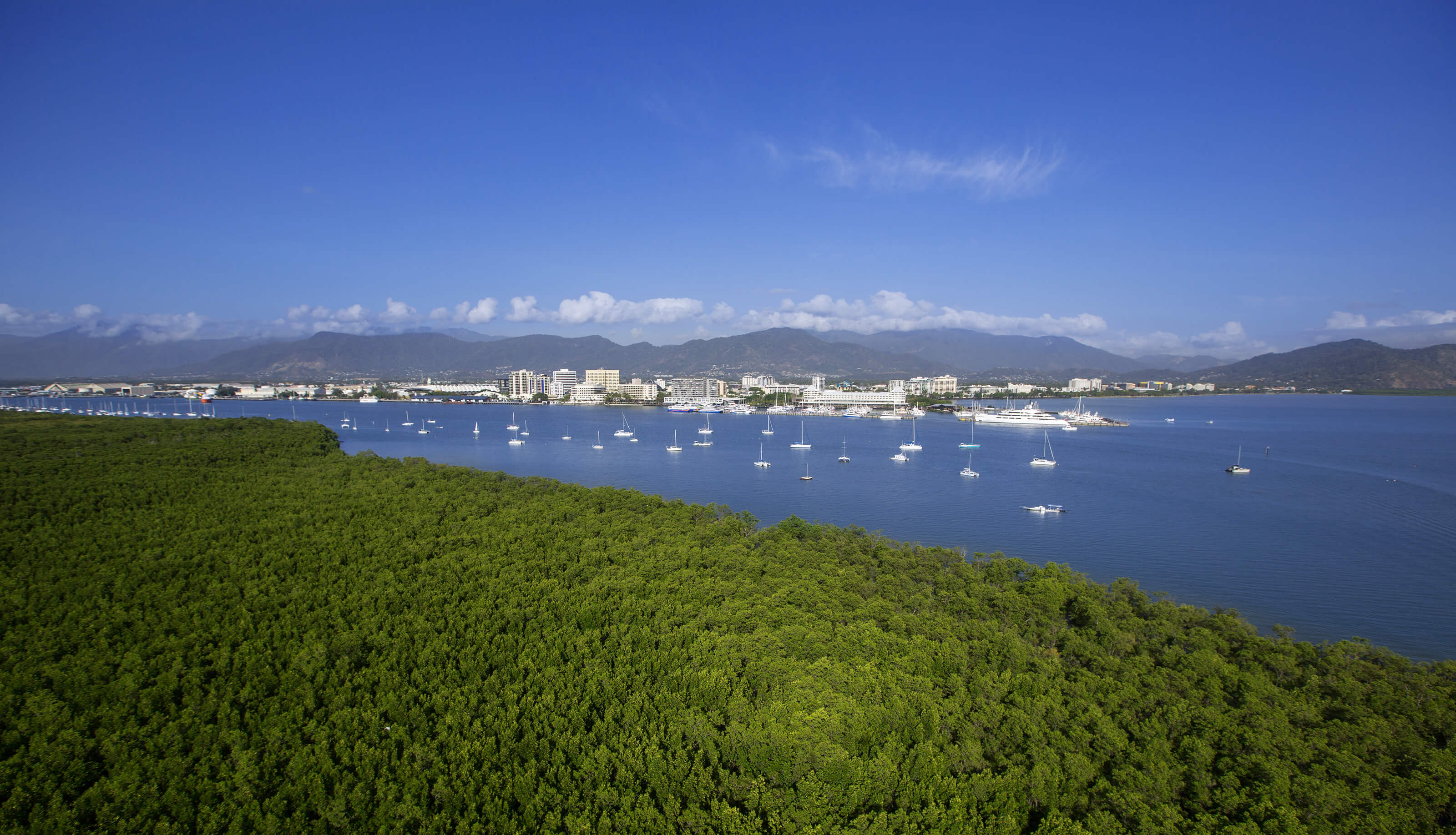 Cairns and surrounding mountains from air