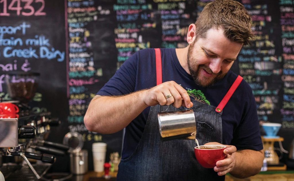Pouring a coffee
