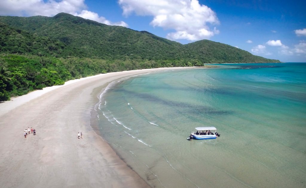 Sailaway boat on beach at Cape Tribulation