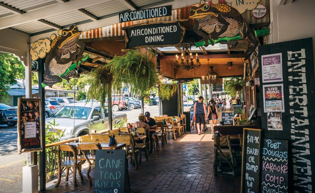 Bar with cane toad racing sign